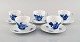 Five sets Royal Copenhagen Blue flower braided, espresso cup and saucer. Number 
10/8046.
