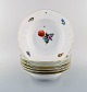 Royal Copenhagen Let Saksisk Blomst. Seks dybe tallerkener i håndmalet porcelæn. 
Modelnummer 1614. Tidligt 1900-tallet.
