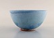 European studio ceramicist. Unique bowl in glazed ceramics. Beautiful glaze in 
light blue shades. 1980