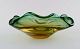 Murano skål i grønligt mundblæst kunstglas. Italiensk design, 1960