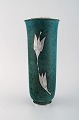 Wilhelm Kåge for Gustavsberg. Rare argenta art deco ceramic vase decorated with 
birds in silver inlay. Sweden 1940
