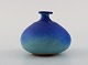 European studio ceramist. Unique vase in glazed ceramics. Beautiful glaze in 
shades of blue. 1980
