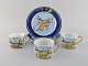 Limoges / Porcelaine de Paris. Tre kaffekopper og to tallerkener i porcelæn med 
geparder. 1960/70