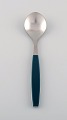 Henning Koppel for Georg Jensen. Strata sorbet spoon in stainless steel and 
green plastic. 1960 / 70s. 10 pcs in stock.
