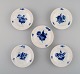 Five Royal Copenhagen Blue Flower angular butter pads.
Number 10/8554.