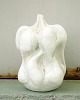Christina Muff, Danish contemporary ceramicist (b. 1971). Large hand modeled 
sculptural vase with an hourglass silhouette, made in soft white stoneware clay. 
The base glaze is creamy white with drips and runs of storm blue and golden 
honey.