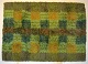 Salanders, Lund. Ryatæppe i ren uld. Geometriske felter i grønne, gule og blå 
nuancer. 1960/70