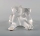 Lalique lion couple in frosted art glass. 1980s.
