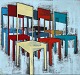 Dansk Kunstgalleri presents: "Composition with chairs" Oil painting on canvas.