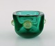 Murano skål i grønt og guldfarvet mundblæst kunstglas. Italiensk design, 
1960