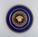 Gianni Versace for Rosenthal. Medusa Blue plate in porcelain with gold 
decoration. Late 20th century.
