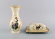 Rosenthal Classic Rose. Vase og smørholder i håndmalet porcelæn med romantiske 
scener og gulddekoration. Midt 1900-tallet.  

