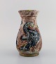 Møller & Bøgely. Art nouveau vase in glazed ceramics. Beautiful glaze in brown 
and blue shades. 1917-1920.
