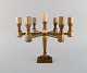 Gusum Metal. Candlestick in brass for seven candles. Swedish design, 1960s.
