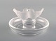 Lalique jewelry bowl in clear frosted art glass with birds. 1980s.

