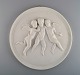 Bing & Grøndahl after Thorvaldsen. Antique biscuit wall plaque with angels in 
relief. 1870 / 80s.
