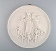 Bing & Grøndahl after Thorvaldsen. Antique biscuit wall plaque with angels in 
relief. 1870 / 80s.
