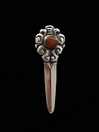 Jugend 830 sølv stav broche 6,5 cm. med rav