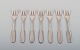 Seven Evald Nielsen number 14 cake forks in hammered silver (830). 1920s.
