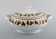 Round Limoges porcelain lidded tureen with hand-painted grape vines and gold 
decoration. 1930s / 40s.
