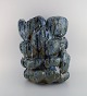 Christina Muff, Danish contemporary ceramicist (b. 1971). Large, hand modeled 
stoneware sculptural vase with protrusions. This vessel is glazed in hues of 
grey and blue with brown areas in the depths. Part of the 