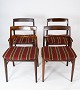 Set Of Four Dining Chairs - Rosewood - Striped Fabric - Danish Design - 1960