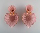 Barovier and Toso, Venice. A pair of organically shaped bowls in pink mouth 
blown art glass. Italian design, 1960s.
