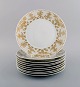 Bjørn Wiinblad for Rosenthal. 10 plates in porcelain with gold decoration. 
1980s.
