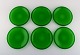 Kaj Franck (1911-1989) for Nuutajärvi. Six Luna plates in green mouth-blown art 
glass. 1970s.
