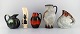 Five retro jugs in glazed ceramics. Beautiful glazes and shapes. Belgium, 1960s 
/ 70s.

