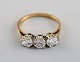 Scandinavian jeweler. Vintage ring in 9 carat gold adorned with three 
semi-precious stones. Mid-20th century.

