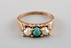 Scandinavian jeweler. Vintage ring in 14 carat gold adorned with cultured pearls 
and green stone. Mid-20th century.
