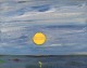 Alf Olsson (b. 1925), Sweden. Oil on canvas. Modernist sunset. Dated 1967.
