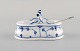 Rare antique Royal Copenhagen Blue Fluted Plain salt and pepper bowl with Georg 
Jensen Acanthus salt spoon. Dated 1820-1850.
