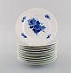 11 Royal Copenhagen Blue Flower Braided cake Plates. Model number 10/8092.

