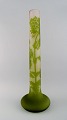 Giant Emile Gallé vase in frosted and green art glass carved with motifs in the 
form of foliage. Early 20th century.
