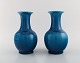 Pol Chambost (1906-1983), France. Two art deco vases in glazed ceramics. 
Beautiful crackle glaze in light blue shades. 1940s.
