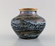 Lucien Brisdoux (1878-1963), France. Vase in glazed stoneware with brass 
mounting. 1930s / 40s.
