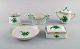 Fem dele Herend "Green Chinese Bouquet" i håndmalet porcelæn. Midt 1900-tallet.
