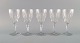 Baccarat, Frankrig. Fem art deco rødvinsglas i klart mundblæst krystalglas. 
1930/40