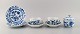Stadt Meissen Blue Onion pattern. Two coffee cups with saucers, two plates and 
sugar bowl. Mid-20th century.
