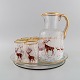 Legras Saint Denis. Russian beer service on serving tray in mouth-blown art 
glass with hand-painted red deer in winter landscape. France, ca. 1900.
