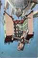 Dansk Kunstgalleri præsenterer: "Komposition med fly og hus" Olie maleri på lærred, i sølv svæveramme.