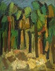 Swedish modernist. Oil on canvas. "The forest". 1960s.
