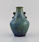 Felix-Auguste Delaherche. French ceramist (b. 1857, d. 1940). Art deco ceramic 
vase. Beautiful glaze i blue green shades. 1920