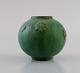 Arne Bang (1901-1983), Denmark. Round vase in glazed ceramics. Beautiful glaze 
in shades of green. Mid-20th century.
