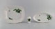 Royal Copenhagen Green Flower Curved. Pepper shaker and two dishes.
