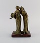 Lucien Charles Edouard Alliot (1877-1967), fransk billedhugger. Art nouveau 
bronzeskulptur. "Tvillingerne". 1920