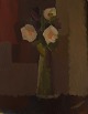 Frithiof Berglund (1905-1973), Swedish artist. Oil on canvas. Modernist still 
life with flowers. Mid-20th century.
