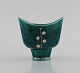 Wilhelm Kåge (1889-1960) for Gustavsberg. Argenta art deco vase in glazed 
ceramics. Beautiful glaze in shades of green with silver inlay in the form of 
foliage. Dated 1952.
